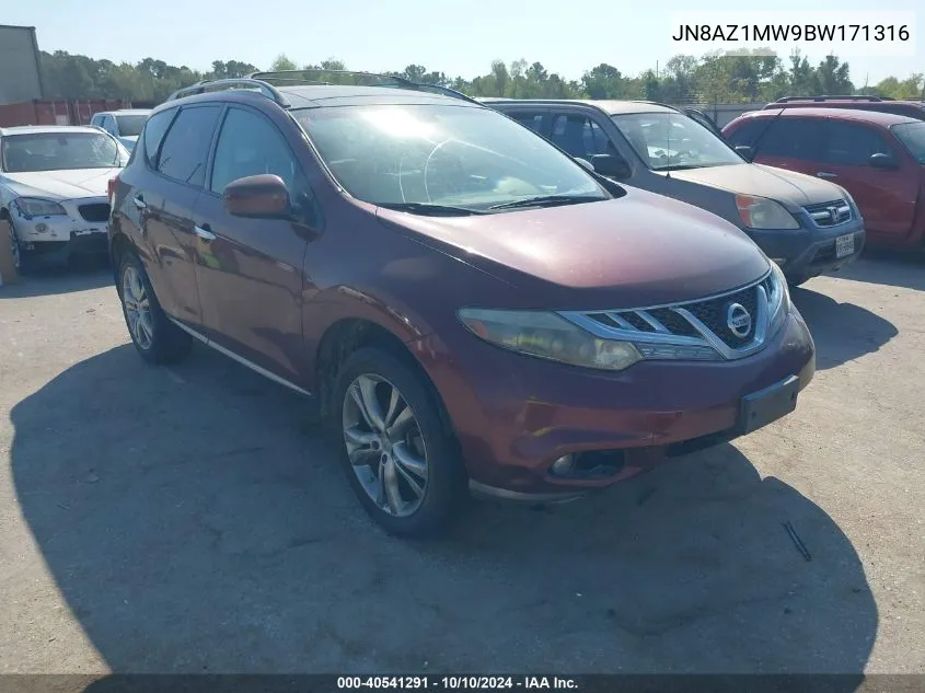 2011 Nissan Murano Le VIN: JN8AZ1MW9BW171316 Lot: 40541291