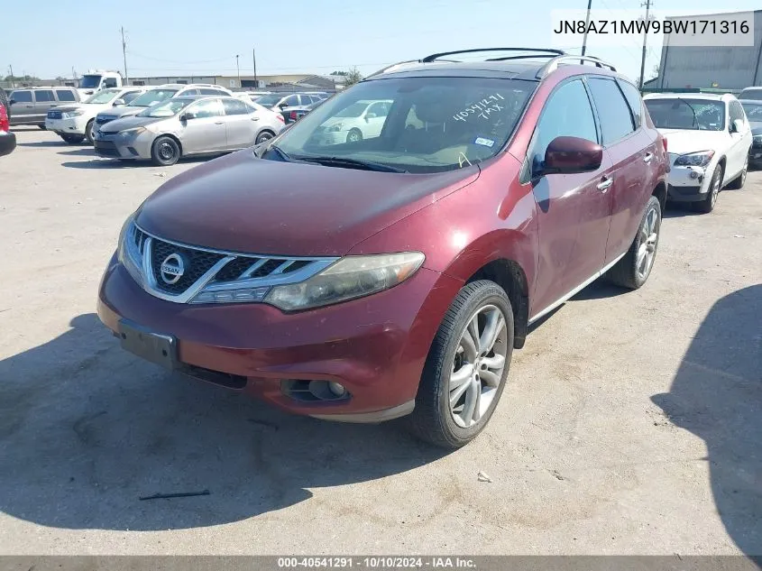 2011 Nissan Murano Le VIN: JN8AZ1MW9BW171316 Lot: 40541291