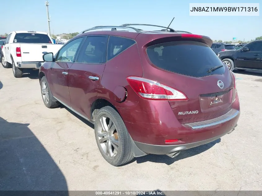 2011 Nissan Murano Le VIN: JN8AZ1MW9BW171316 Lot: 40541291