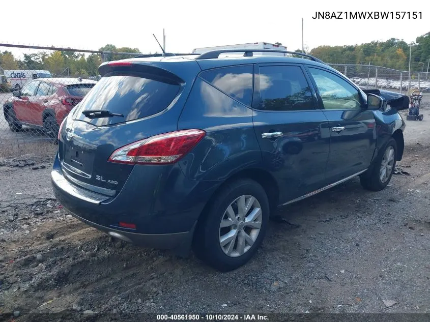 2011 Nissan Murano Sl VIN: JN8AZ1MWXBW157151 Lot: 40561950