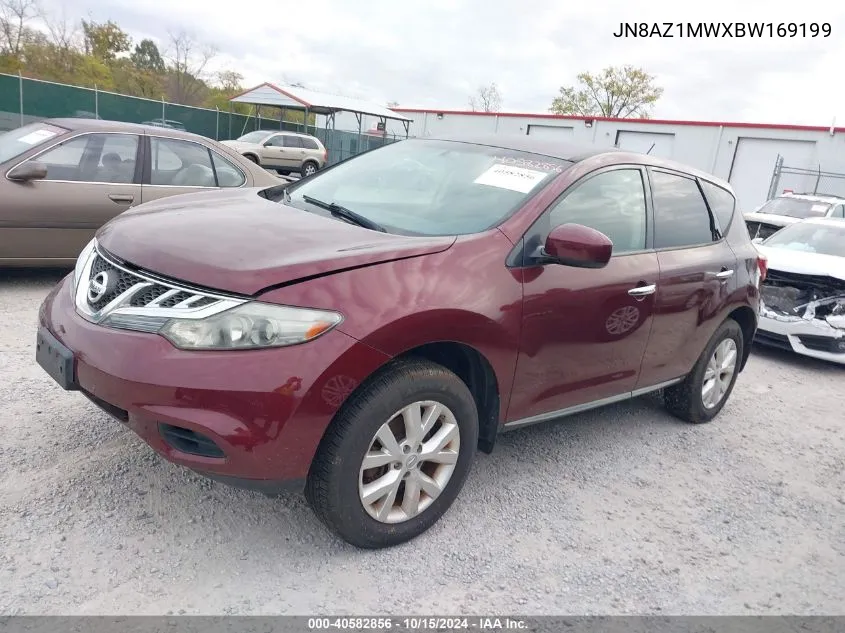 2011 Nissan Murano S VIN: JN8AZ1MWXBW169199 Lot: 40582856