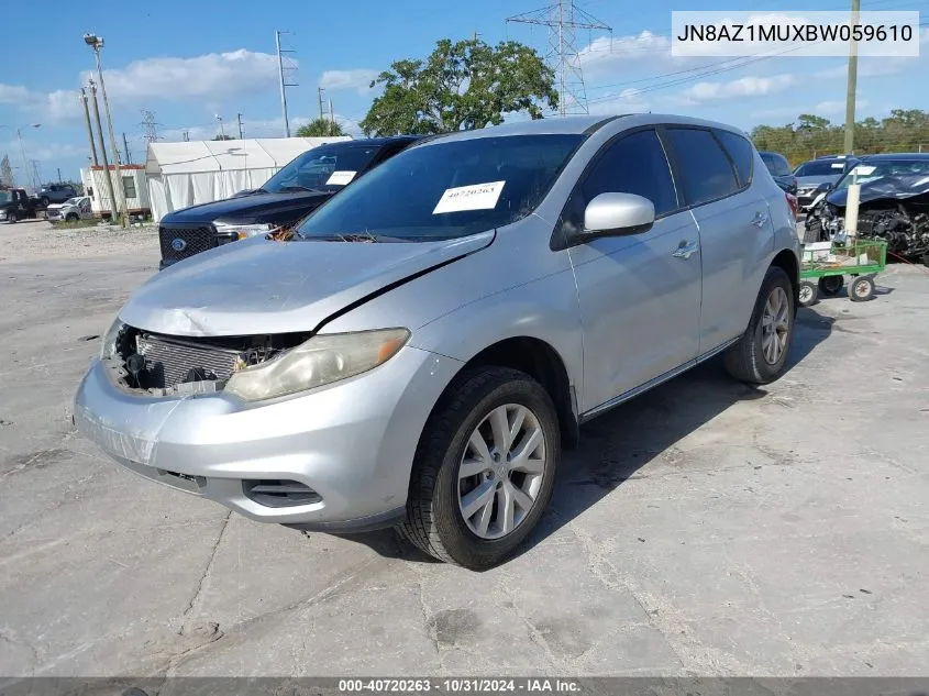 2011 Nissan Murano S VIN: JN8AZ1MUXBW059610 Lot: 40720263