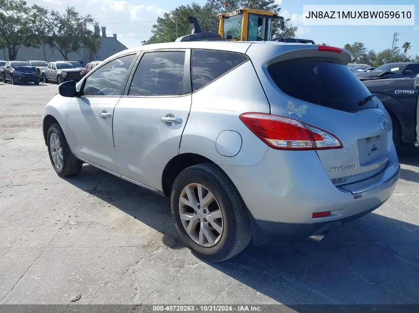 2011 Nissan Murano S VIN: JN8AZ1MUXBW059610 Lot: 40720263