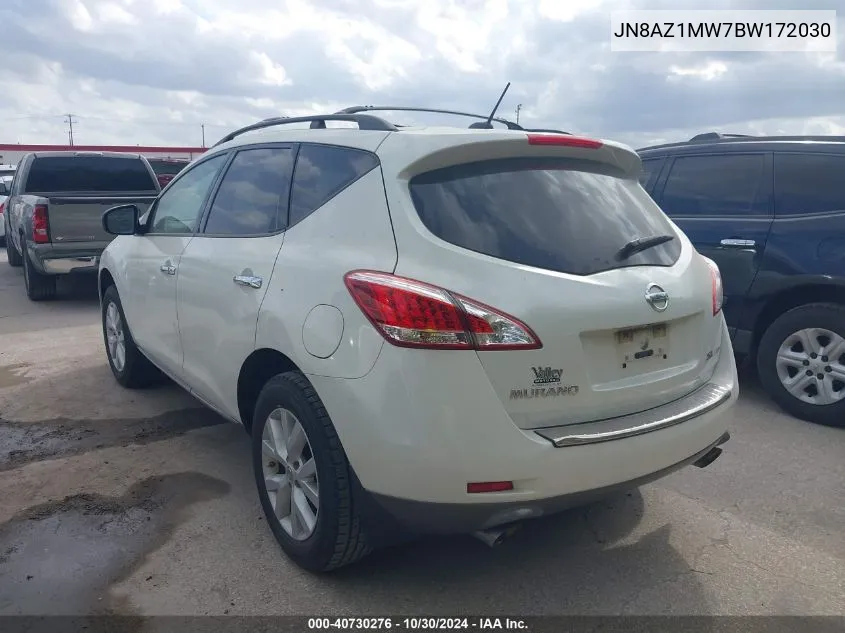 2011 Nissan Murano Sl VIN: JN8AZ1MW7BW172030 Lot: 40730276