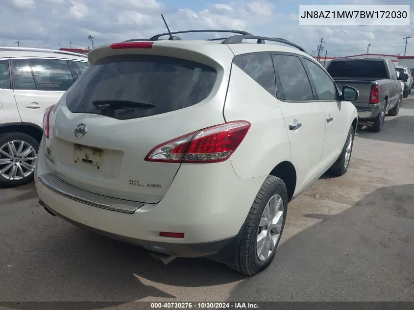 2011 Nissan Murano Sl VIN: JN8AZ1MW7BW172030 Lot: 40730276