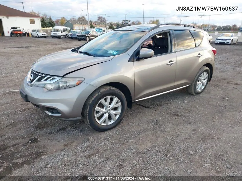 2011 Nissan Murano Sl VIN: JN8AZ1MW7BW160637 Lot: 40781317