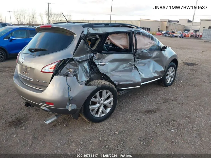 2011 Nissan Murano Sl VIN: JN8AZ1MW7BW160637 Lot: 40781317