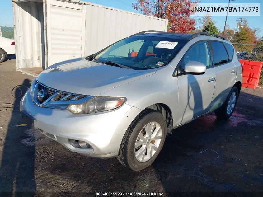 2011 Nissan Murano Sv VIN: JN8AZ1MW7BW174778 Lot: 40815929