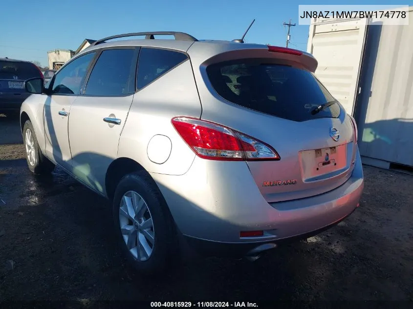 2011 Nissan Murano Sv VIN: JN8AZ1MW7BW174778 Lot: 40815929