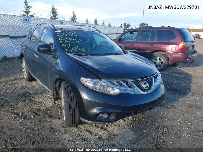 2012 Nissan Murano S/Sl/Le VIN: JN8AZ1MW5CW229701 Lot: 12107025