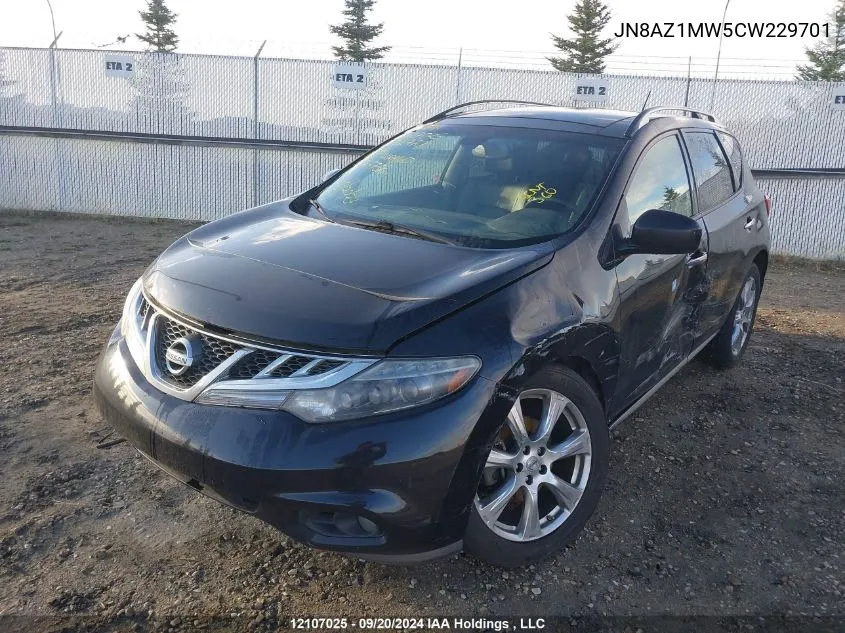 2012 Nissan Murano S/Sl/Le VIN: JN8AZ1MW5CW229701 Lot: 12107025