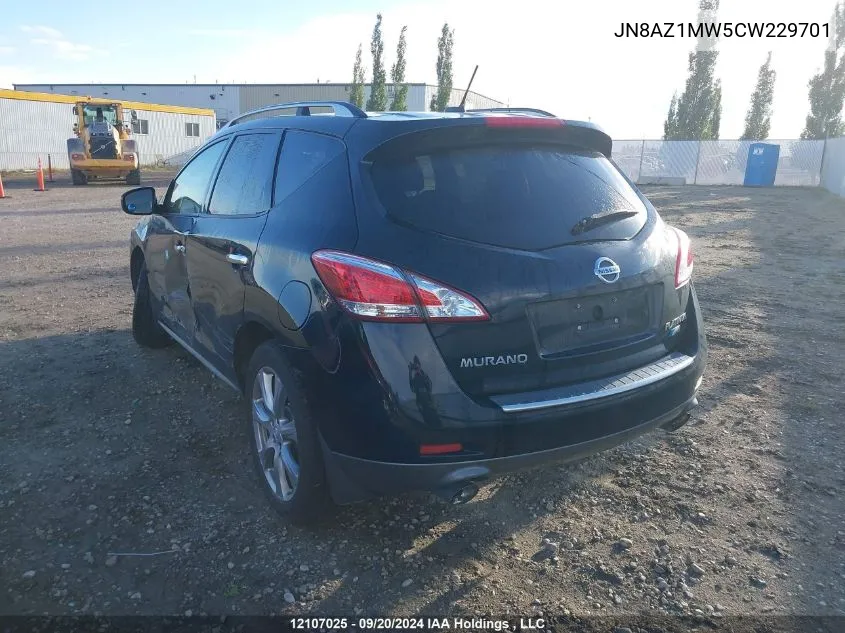 2012 Nissan Murano S/Sl/Le VIN: JN8AZ1MW5CW229701 Lot: 12107025