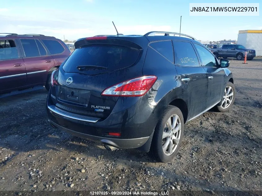 2012 Nissan Murano S/Sl/Le VIN: JN8AZ1MW5CW229701 Lot: 12107025