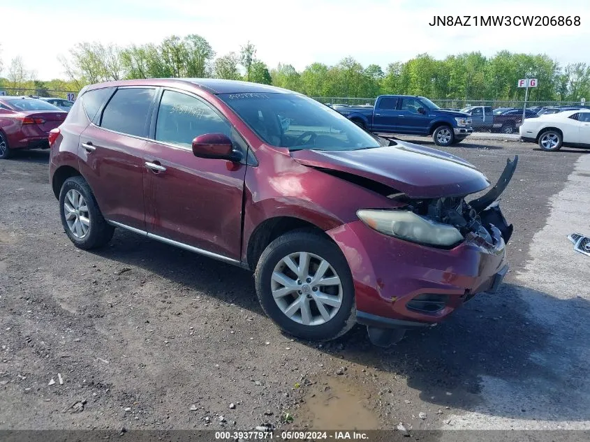 2012 Nissan Murano S VIN: JN8AZ1MW3CW206868 Lot: 39377971