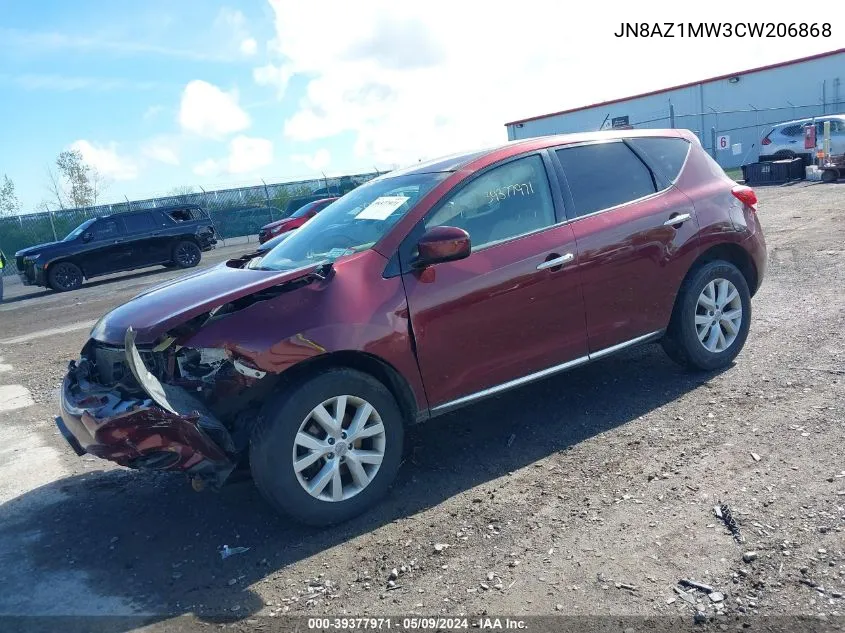 2012 Nissan Murano S VIN: JN8AZ1MW3CW206868 Lot: 39377971