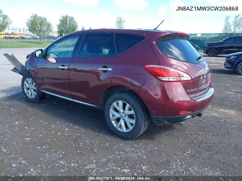 2012 Nissan Murano S VIN: JN8AZ1MW3CW206868 Lot: 39377971