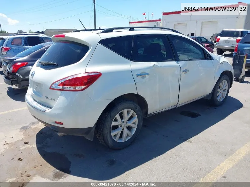 2012 Nissan Murano Sl VIN: JN8AZ1MW9CW239132 Lot: 39421879