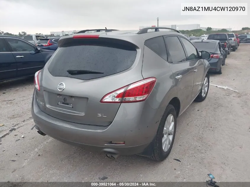 2012 Nissan Murano Sl VIN: JN8AZ1MU4CW120970 Lot: 39521064