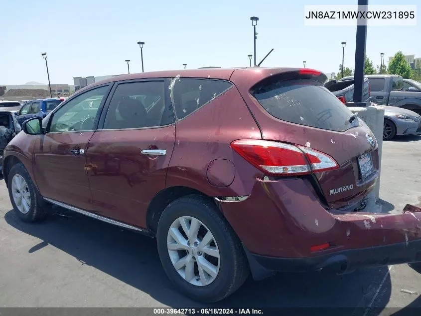 2012 Nissan Murano S VIN: JN8AZ1MWXCW231895 Lot: 39642713