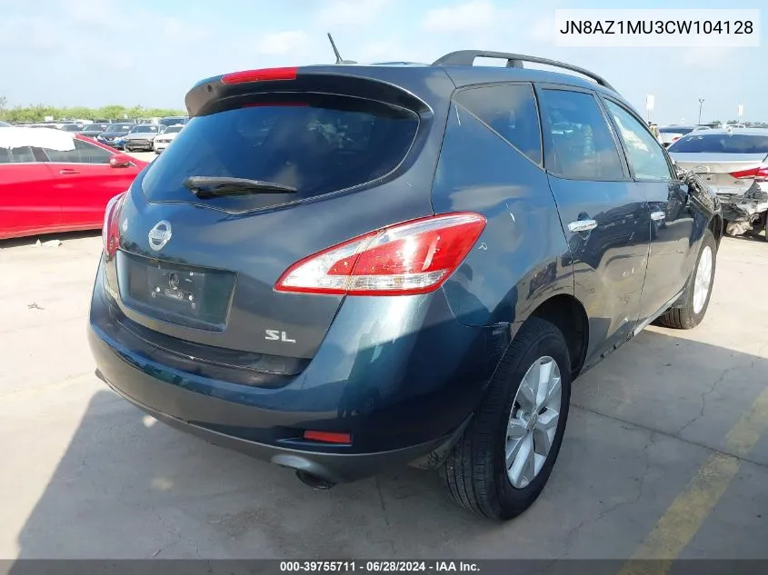 2012 Nissan Murano Sl VIN: JN8AZ1MU3CW104128 Lot: 39755711