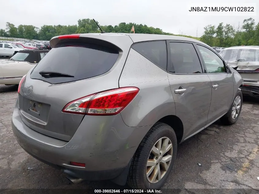 2012 Nissan Murano S VIN: JN8AZ1MU9CW102822 Lot: 39852646