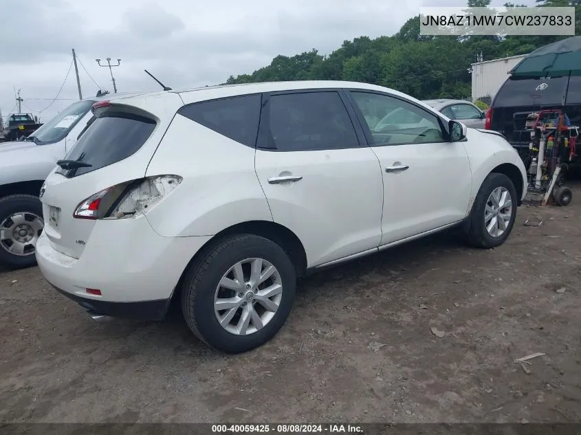 2012 Nissan Murano S VIN: JN8AZ1MW7CW237833 Lot: 40059425