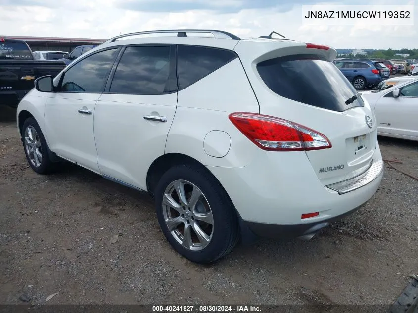 2012 Nissan Murano Le VIN: JN8AZ1MU6CW119352 Lot: 40241827