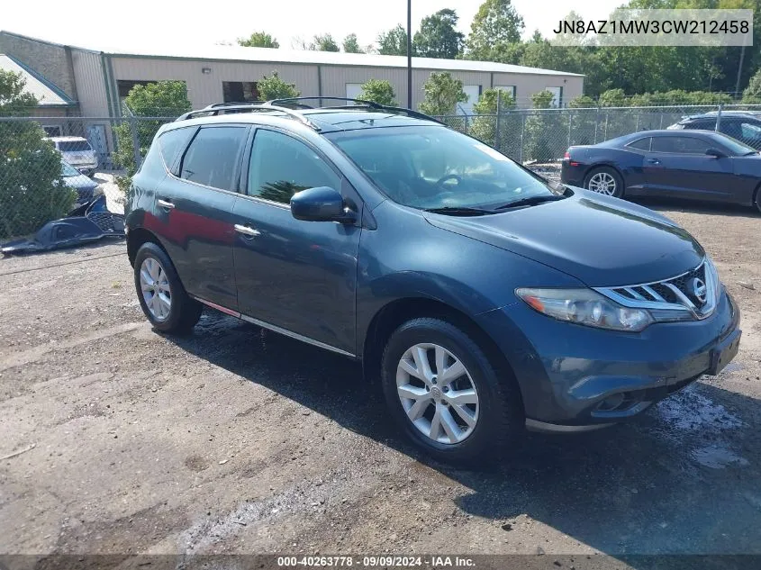 JN8AZ1MW3CW212458 2012 Nissan Murano Sv