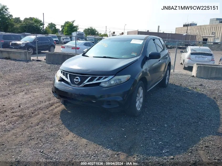 2012 Nissan Murano S/Sl/Le VIN: JN8AZ1MW9CW225151 Lot: 40271836