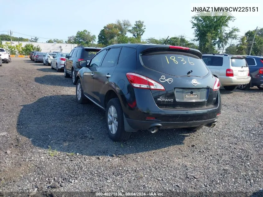 2012 Nissan Murano S/Sl/Le VIN: JN8AZ1MW9CW225151 Lot: 40271836