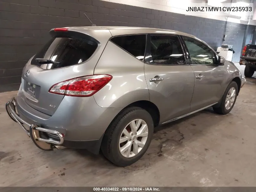 2012 Nissan Murano S VIN: JN8AZ1MW1CW235933 Lot: 40334022