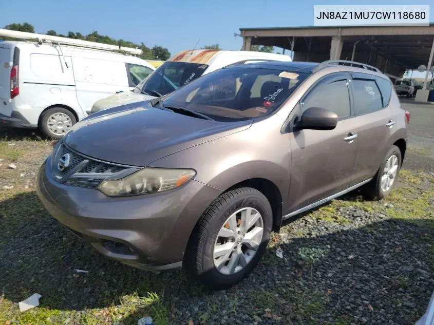 2012 Nissan Murano Sl VIN: JN8AZ1MU7CW118680 Lot: 40361343