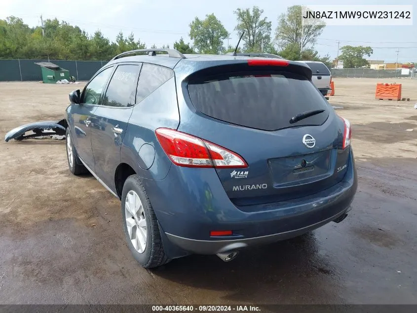 2012 Nissan Murano Sl VIN: JN8AZ1MW9CW231242 Lot: 40365640