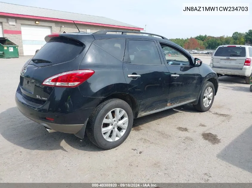 2012 Nissan Murano Sl VIN: JN8AZ1MW1CW234703 Lot: 40388920