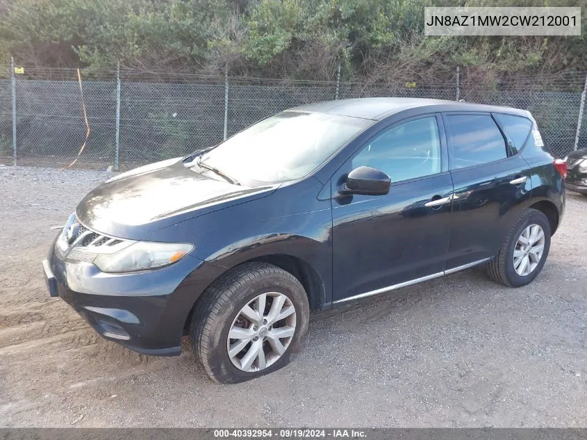 2012 Nissan Murano S VIN: JN8AZ1MW2CW212001 Lot: 40392954