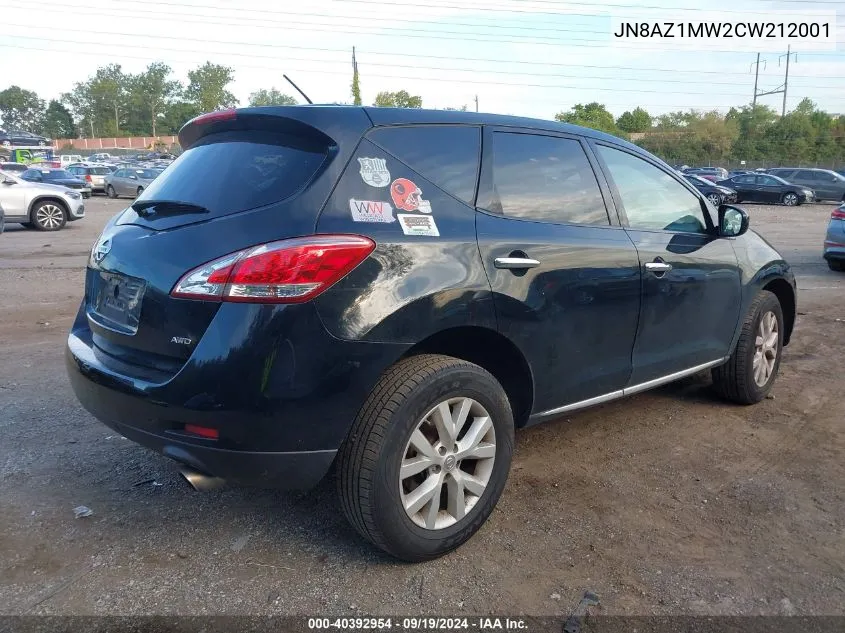 2012 Nissan Murano S VIN: JN8AZ1MW2CW212001 Lot: 40392954