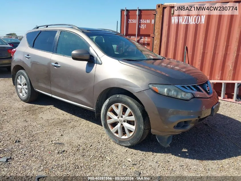 2012 Nissan Murano Sl VIN: JN8AZ1MW4CW230774 Lot: 40397554