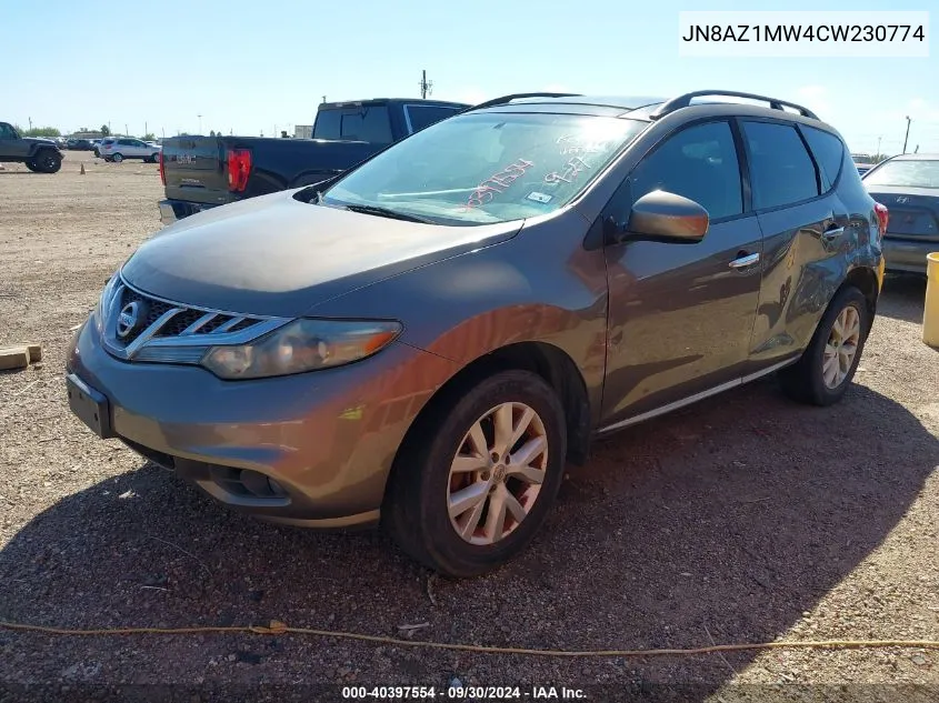 2012 Nissan Murano Sl VIN: JN8AZ1MW4CW230774 Lot: 40397554