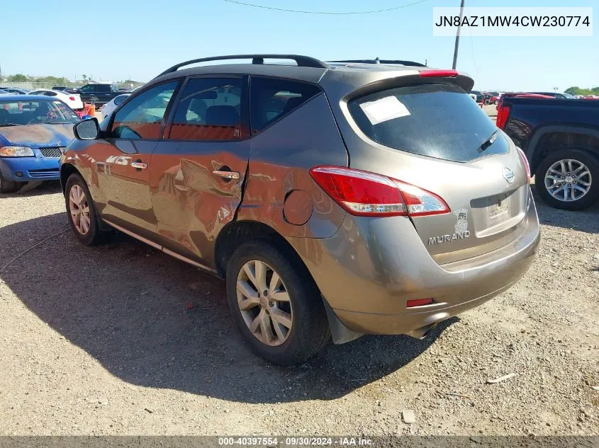 2012 Nissan Murano Sl VIN: JN8AZ1MW4CW230774 Lot: 40397554