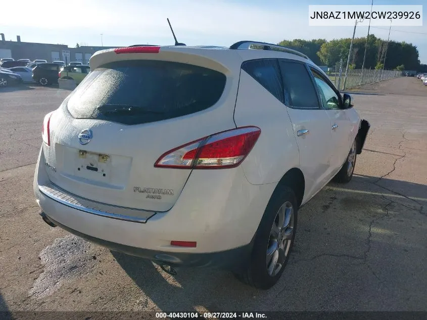 2012 Nissan Murano Le VIN: JN8AZ1MW2CW239926 Lot: 40430104