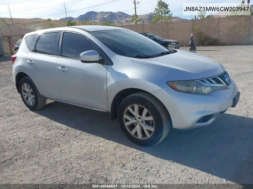 2012 Nissan Murano S VIN: JN8AZ1MW6CW203947 Lot: 40548601