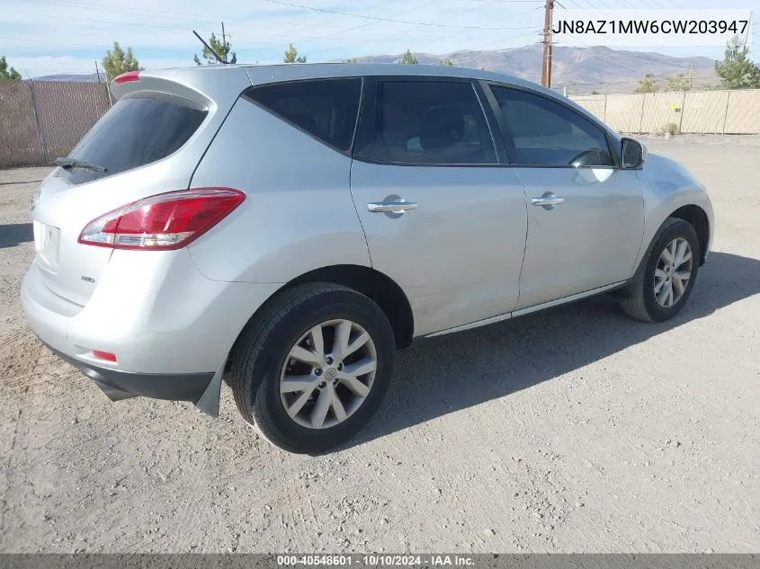 2012 Nissan Murano S VIN: JN8AZ1MW6CW203947 Lot: 40548601