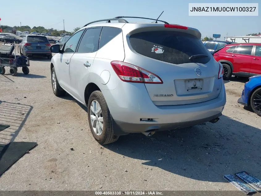 2012 Nissan Murano S/Sl/Le VIN: JN8AZ1MU0CW100327 Lot: 40583338