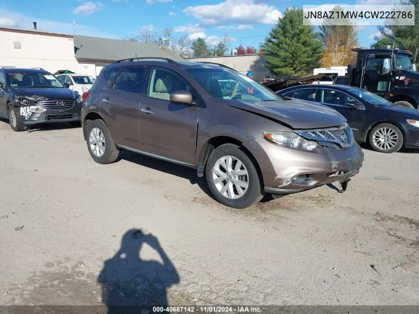 2012 Nissan Murano Sv VIN: JN8AZ1MW4CW222786 Lot: 40687142