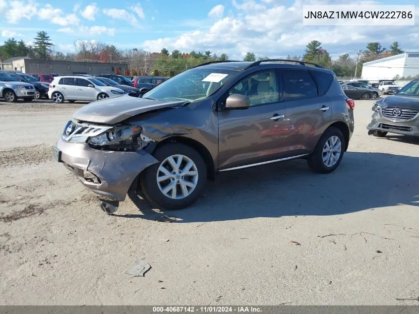 2012 Nissan Murano Sv VIN: JN8AZ1MW4CW222786 Lot: 40687142