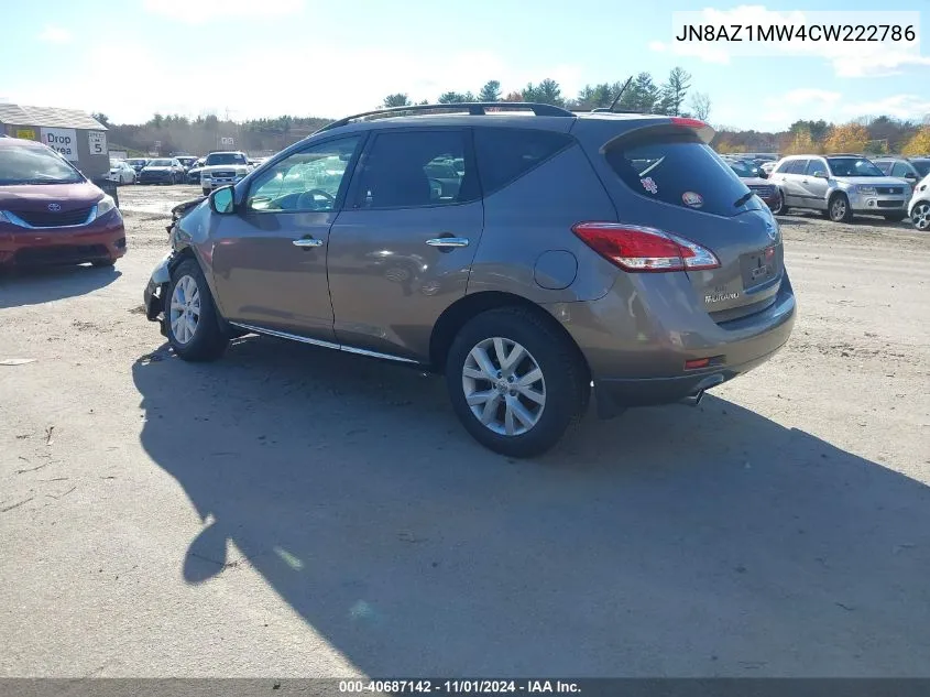 2012 Nissan Murano Sv VIN: JN8AZ1MW4CW222786 Lot: 40687142