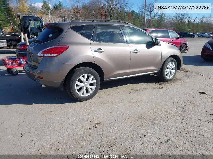 2012 Nissan Murano Sv VIN: JN8AZ1MW4CW222786 Lot: 40687142