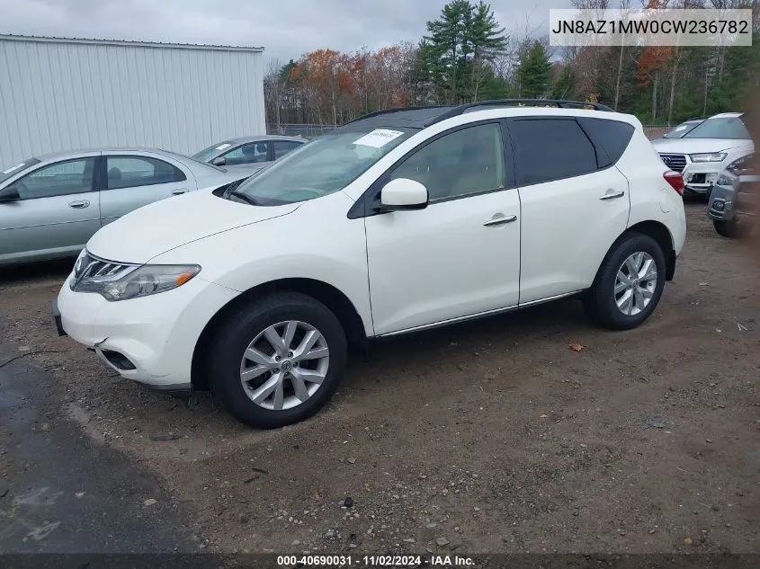 2012 Nissan Murano Sl VIN: JN8AZ1MW0CW236782 Lot: 40690031