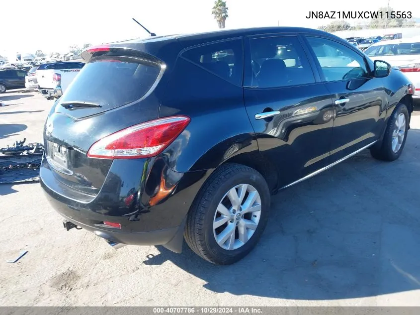 2012 Nissan Murano S VIN: JN8AZ1MUXCW115563 Lot: 40707786