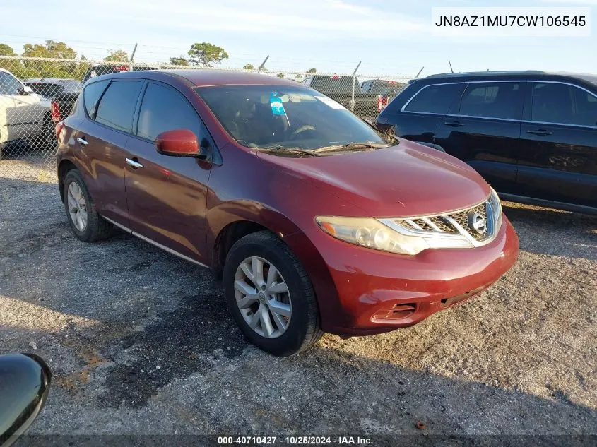 2012 Nissan Murano S VIN: JN8AZ1MU7CW106545 Lot: 40710427